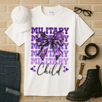 Military Child Coquette Bow Purple Up Camo Tall T-Shirt