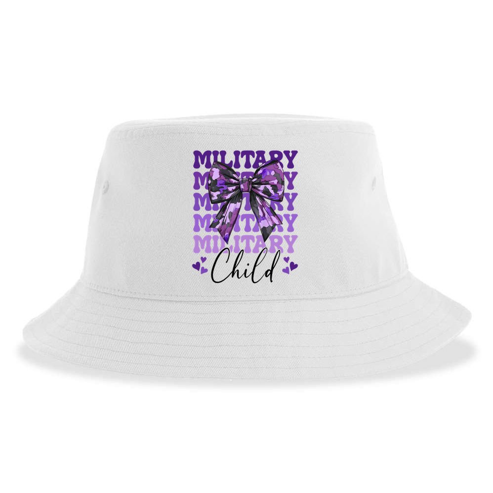 Military Child Coquette Bow Purple Up Camo Sustainable Bucket Hat
