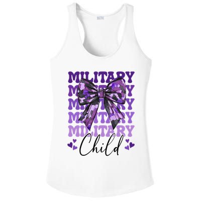Military Child Coquette Bow Purple Up Camo Ladies PosiCharge Competitor Racerback Tank