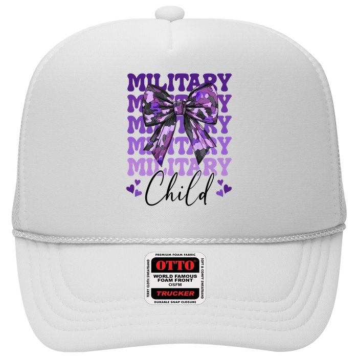 Military Child Coquette Bow Purple Up Camo Trucker Hat