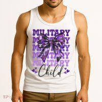 Military Child Coquette Bow Purple Up Camo Tank Top