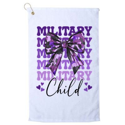 Military Child Coquette Bow Purple Up Camo Golf Towel