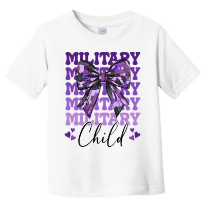 Military Child Coquette Bow Purple Up Camo Toddler T-Shirt