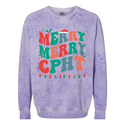 Merry Cpht Christmas Certified Pharmacy Technician Xmas Gift Colorblast Crewneck Sweatshirt