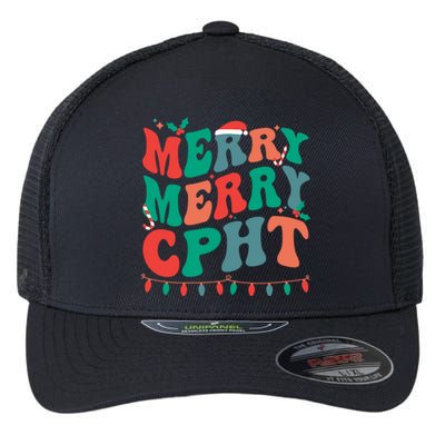 Merry Cpht Christmas Certified Pharmacy Technician Xmas Gift Flexfit Unipanel Trucker Cap