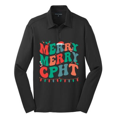 Merry Cpht Christmas Certified Pharmacy Technician Xmas Gift Silk Touch Performance Long Sleeve Polo