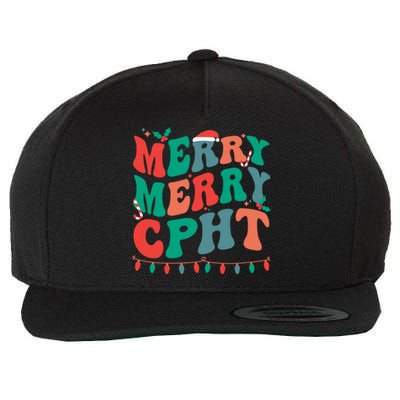 Merry Cpht Christmas Certified Pharmacy Technician Xmas Gift Wool Snapback Cap