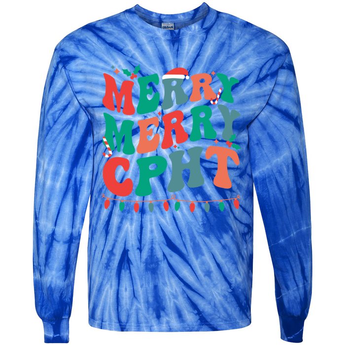 Merry Cpht Christmas Certified Pharmacy Technician Xmas Gift Tie-Dye Long Sleeve Shirt