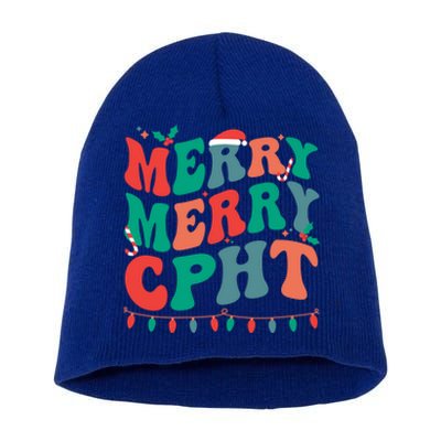 Merry Cpht Christmas Certified Pharmacy Technician Xmas Gift Short Acrylic Beanie