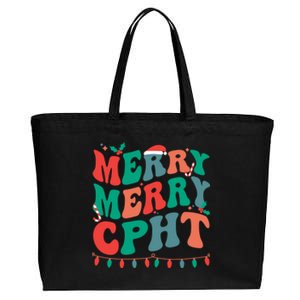 Merry Cpht Christmas Certified Pharmacy Technician Xmas Gift Cotton Canvas Jumbo Tote