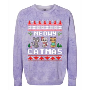 Meowy Catmas Cute Cats Funny Christmas Xmas Ugly Style Gift Colorblast Crewneck Sweatshirt