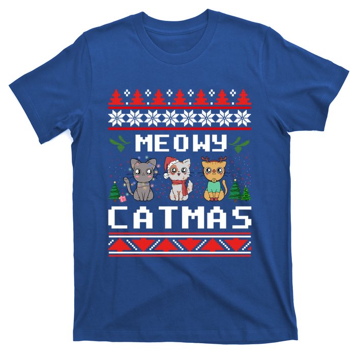 Meowy Catmas Cute Cats Funny Christmas Xmas Ugly Style Gift T-Shirt