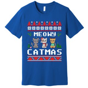 Meowy Catmas Cute Cats Funny Christmas Xmas Ugly Style Gift Premium T-Shirt