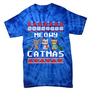 Meowy Catmas Cute Cats Funny Christmas Xmas Ugly Style Gift Tie-Dye T-Shirt