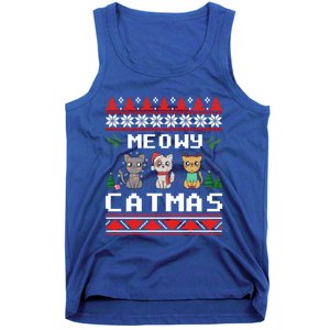 Meowy Catmas Cute Cats Funny Christmas Xmas Ugly Style Gift Tank Top