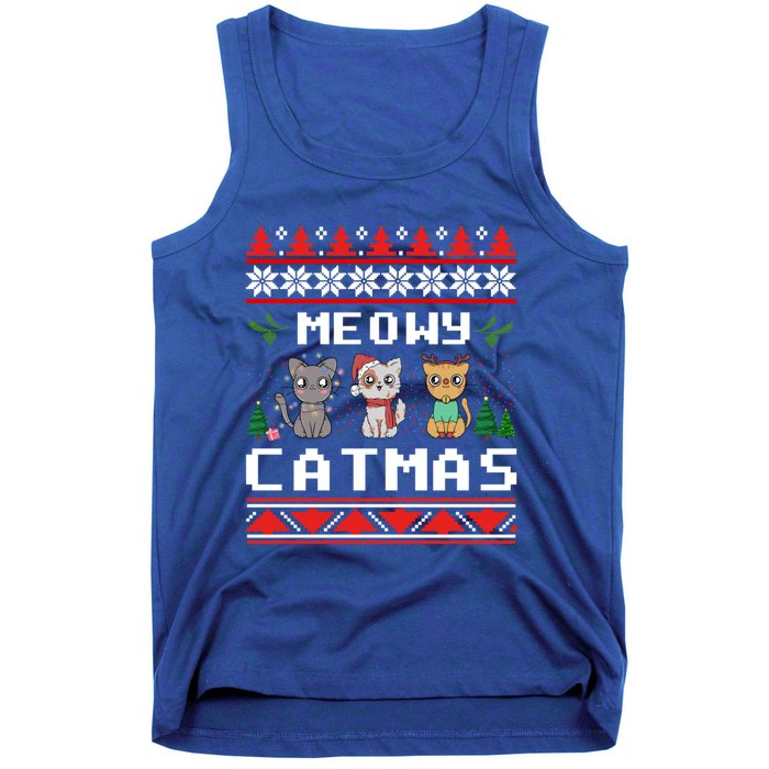 Meowy Catmas Cute Cats Funny Christmas Xmas Ugly Style Gift Tank Top