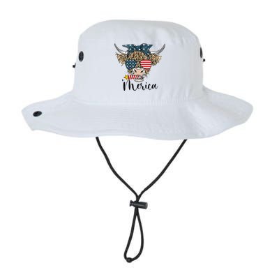 Merica Cow Cute Highland Cow With Bandana USA Fourth Of July Legacy Cool Fit Booney Bucket Hat