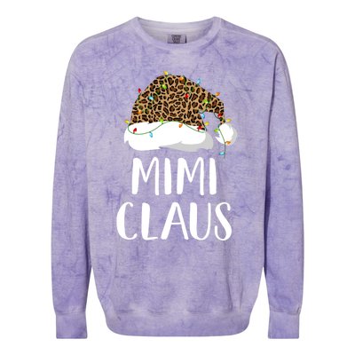 Mimi Claus Christmas Hat Santa Leopard Merry Christmas Great Gift Colorblast Crewneck Sweatshirt