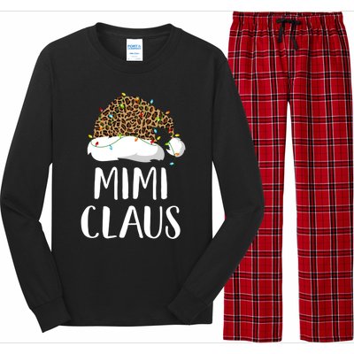 Mimi Claus Christmas Hat Santa Leopard Merry Christmas Great Gift Long Sleeve Pajama Set