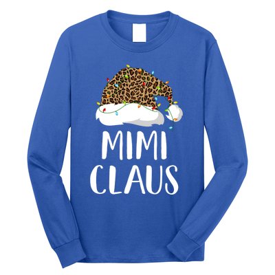 Mimi Claus Christmas Hat Santa Leopard Merry Christmas Great Gift Long Sleeve Shirt