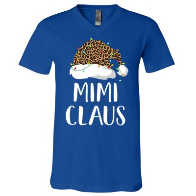 Mimi Claus Christmas Hat Santa Leopard Merry Christmas Great Gift V-Neck T-Shirt