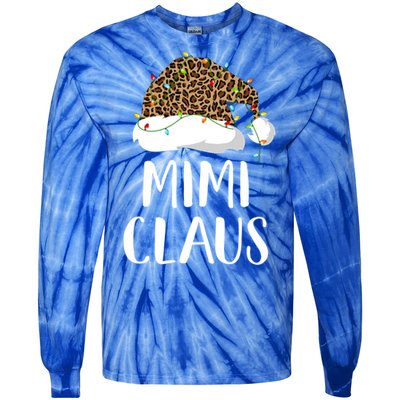 Mimi Claus Christmas Hat Santa Leopard Merry Christmas Great Gift Tie-Dye Long Sleeve Shirt