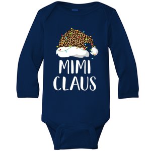 Mimi Claus Christmas Hat Santa Leopard Merry Christmas Great Gift Baby Long Sleeve Bodysuit