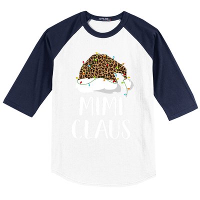 Mimi Claus Christmas Hat Santa Leopard Merry Christmas Great Gift Baseball Sleeve Shirt