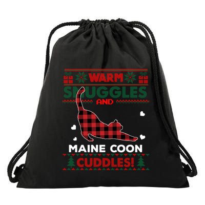 Maine Coon Cat Lover Cute Cat Xmas Ugly Christmas Gift Drawstring Bag