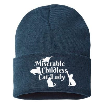 Miserable Childless Cat Lady Madam President 2024 Sustainable Knit Beanie