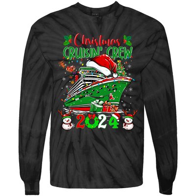 Merry Cruisemas Cruise 2024 Funny Christmas Cruisin Crew Tie-Dye Long Sleeve Shirt