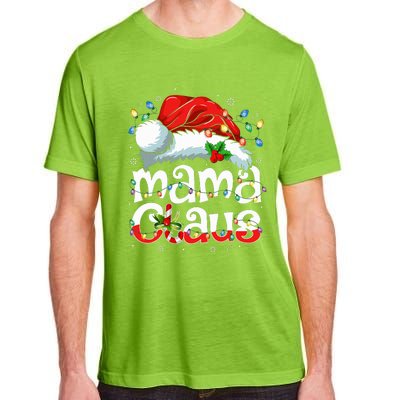 Mama Claus Christmas Lights Santa Hat Pajama Family Matching  Adult ChromaSoft Performance T-Shirt