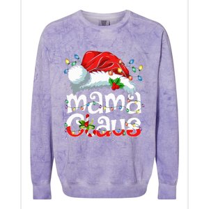 Mama Claus Christmas Lights Santa Hat Pajama Family Matching  Colorblast Crewneck Sweatshirt