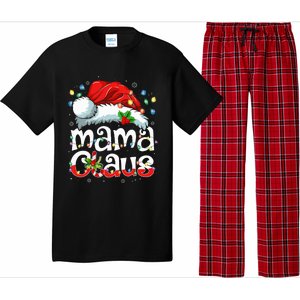 Mama Claus Christmas Lights Santa Hat Pajama Family Matching  Pajama Set