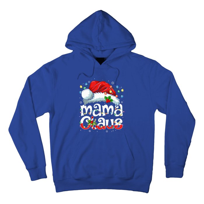 Mama Claus Christmas Lights Santa Hat Pajama Family Matching  Hoodie