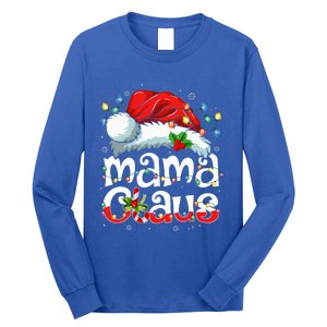 Mama Claus Christmas Lights Santa Hat Pajama Family Matching  Long Sleeve Shirt