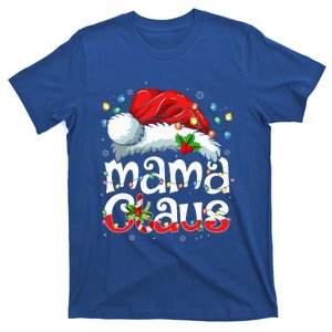 Mama Claus Christmas Lights Santa Hat Pajama Family Matching  T-Shirt