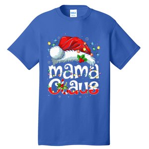 Mama Claus Christmas Lights Santa Hat Pajama Family Matching  Tall T-Shirt