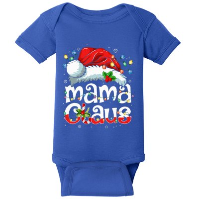 Mama Claus Christmas Lights Santa Hat Pajama Family Matching  Baby Bodysuit