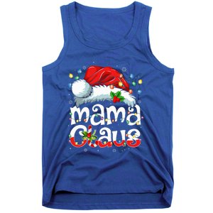 Mama Claus Christmas Lights Santa Hat Pajama Family Matching  Tank Top