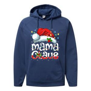 Mama Claus Christmas Lights Santa Hat Pajama Family Matching  Performance Fleece Hoodie