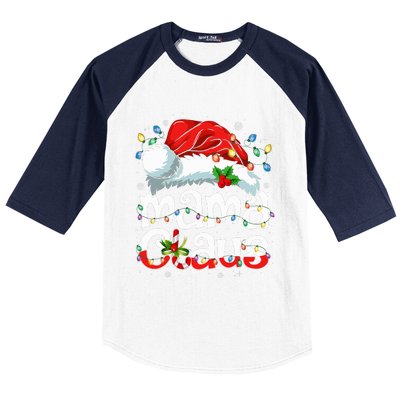 Mama Claus Christmas Lights Santa Hat Pajama Family Matching  Baseball Sleeve Shirt