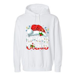 Mama Claus Christmas Lights Santa Hat Pajama Family Matching  Garment-Dyed Fleece Hoodie