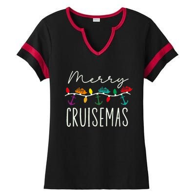 Merry Cruisemas Cruise Christmas Xmas Pajamas Holiday Funny Ladies Halftime Notch Neck Tee