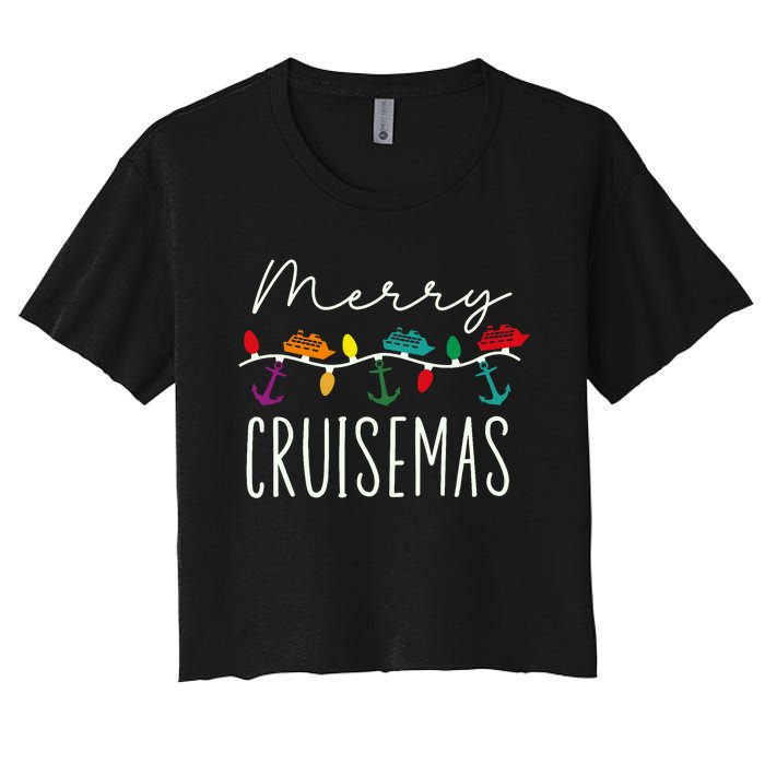 Merry Cruisemas Cruise Christmas Xmas Pajamas Holiday Funny Women's Crop Top Tee