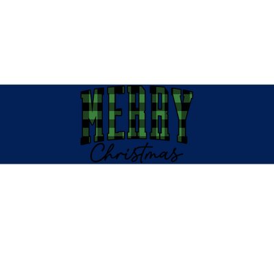 Merry Christmas Cool Green Plaid Bumper Sticker