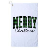 Merry Christmas Cool Green Plaid Platinum Collection Golf Towel