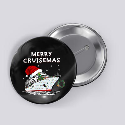Merry Cruisemas Cruise Ship Santa Hat Christmas Holiday Button