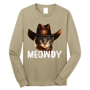 Meowdy Cat Cowboy Funny Cat Meme Long Sleeve Shirt