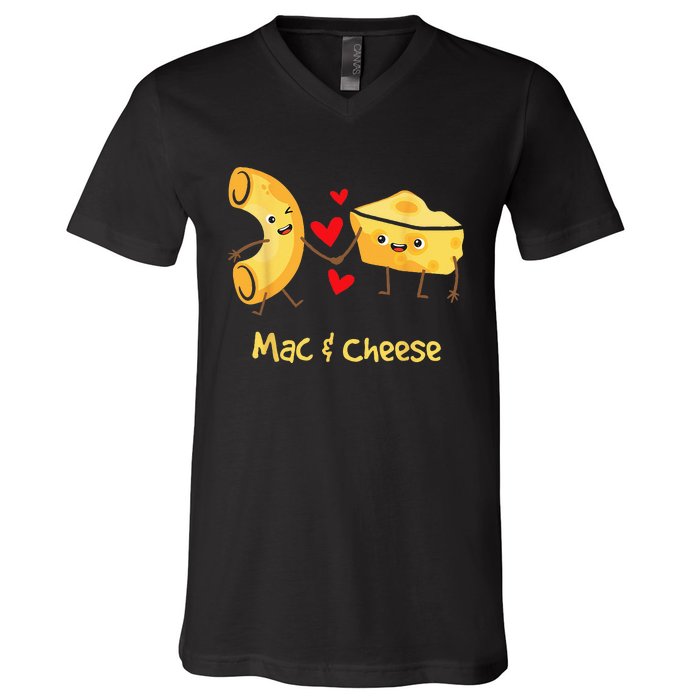 Mac & Cheese Couple Macaroni And Cheese Lover Foodie V-Neck T-Shirt